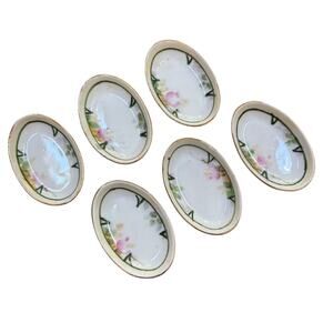 Vintage Nippon porcelain set of 6 individual salt dips cellars hand painted oval